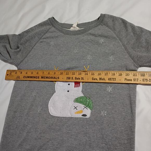 Ugly Christmas Sweatshirt XS Worn out Snowman! Oversized Grey raglan-sleeved - Picture 9 of 12